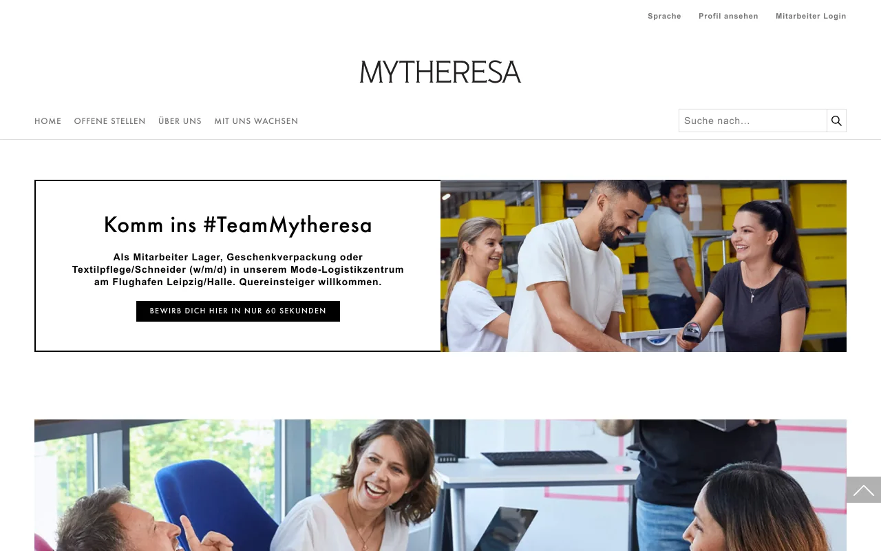 Preview of the Mytheresa career website