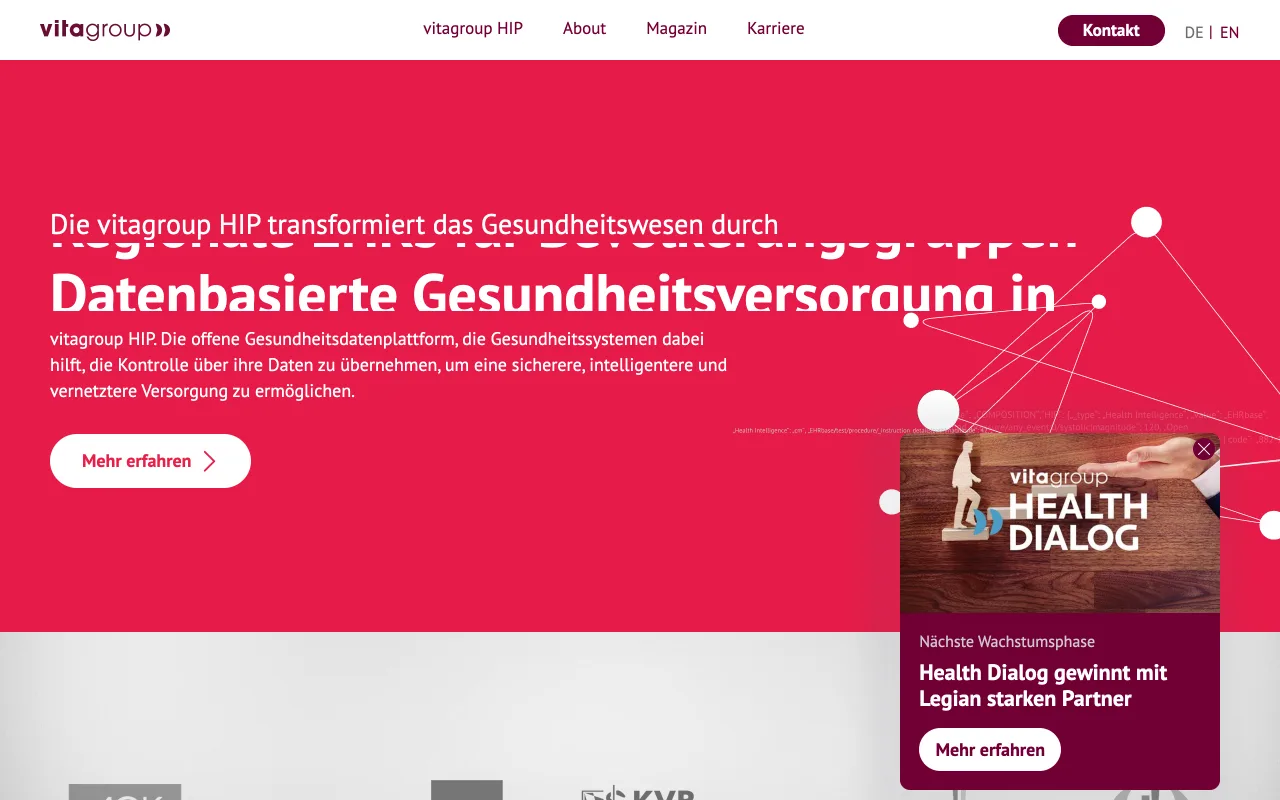 Preview of the vitagroup website